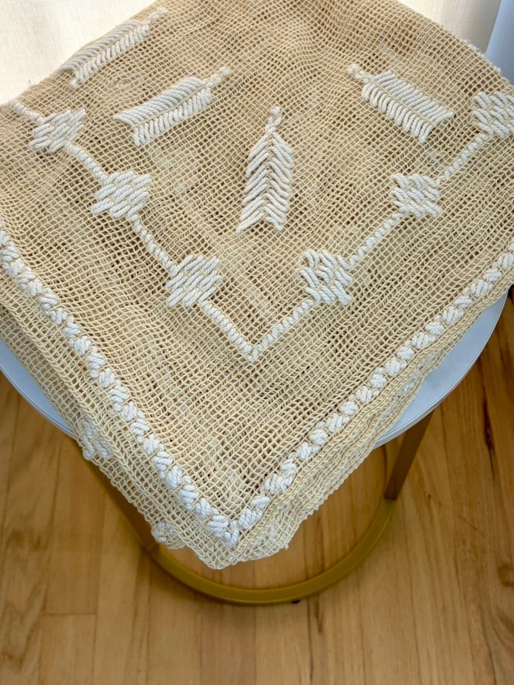 Vintage 1960's Handmade Crochet Tablecloth